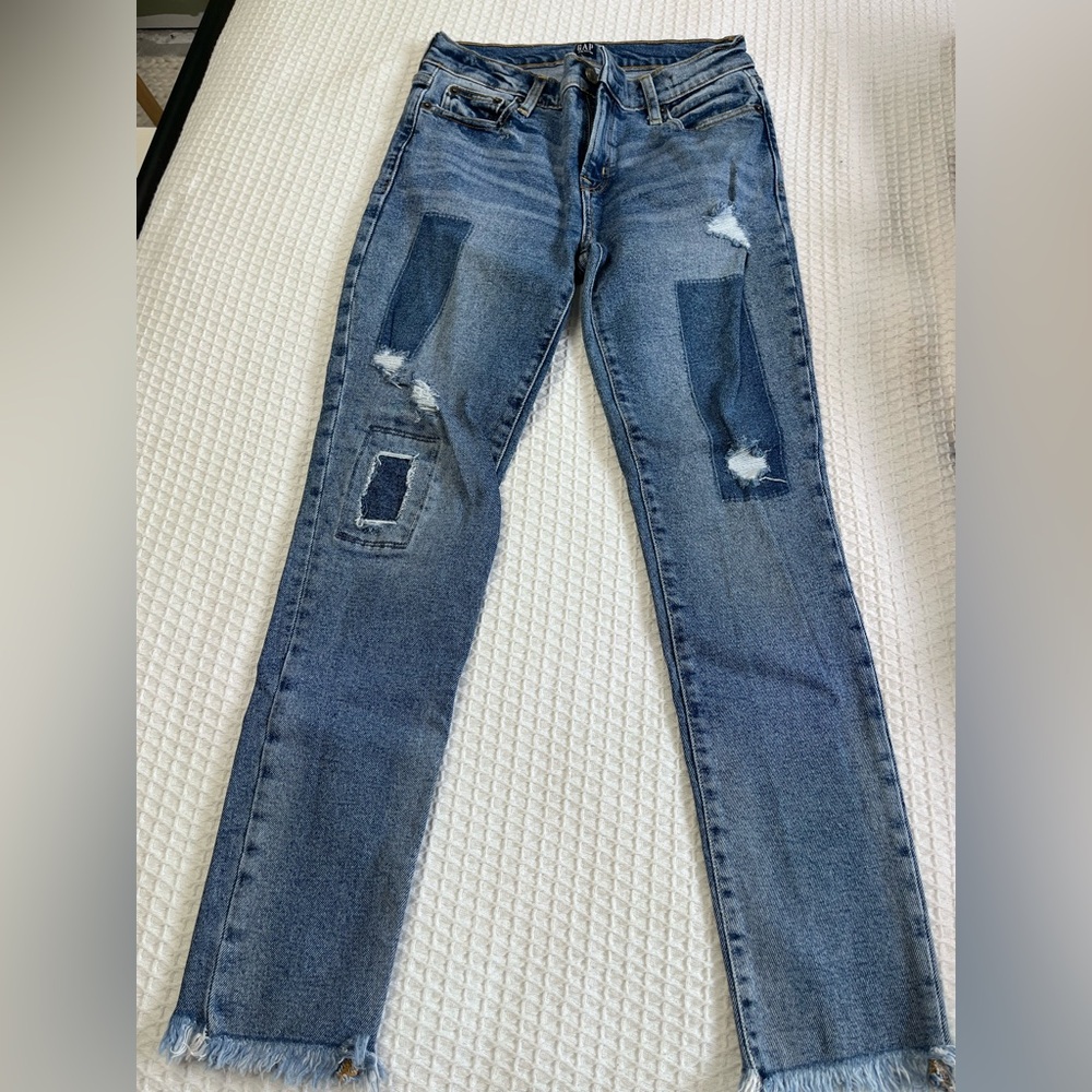GAP Blue Distressed Skinny Jeans